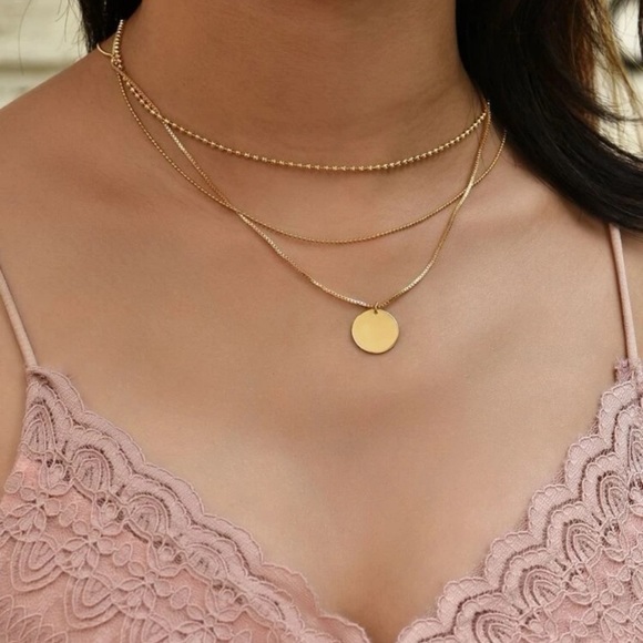 Gold Layered Disc Necklace - Picture 5 of 5